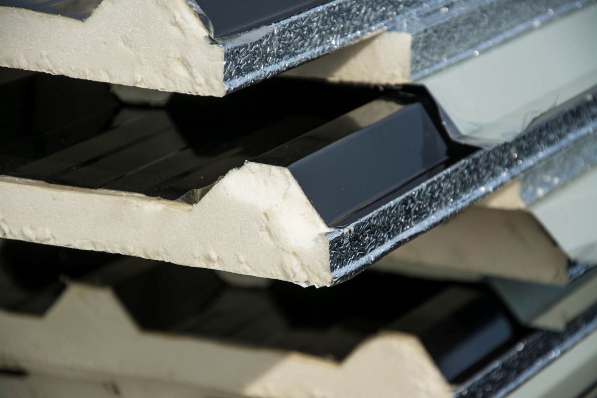 metal roof insulation close up material