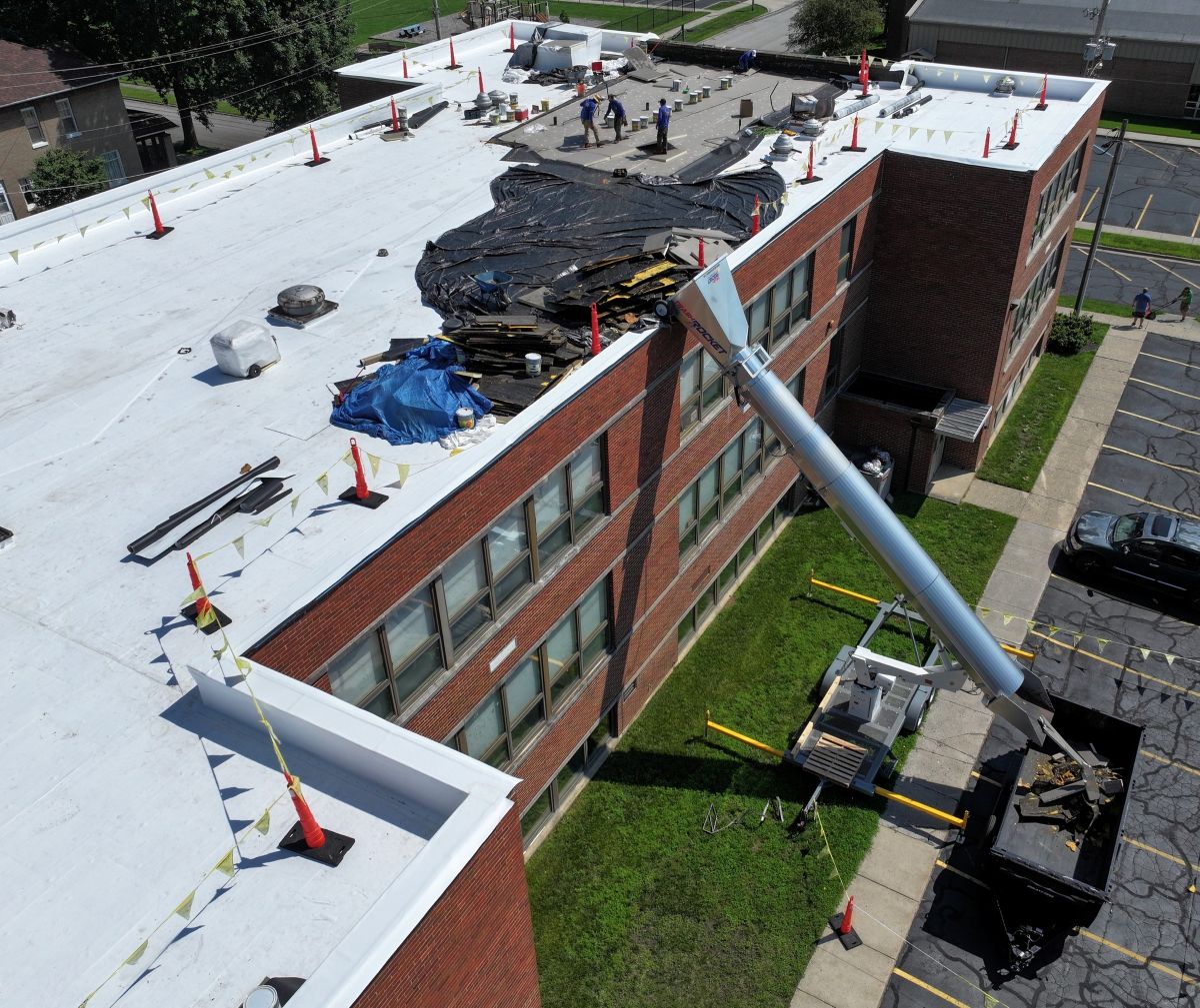 roofing tools TPO membrane cover Maumee River Project