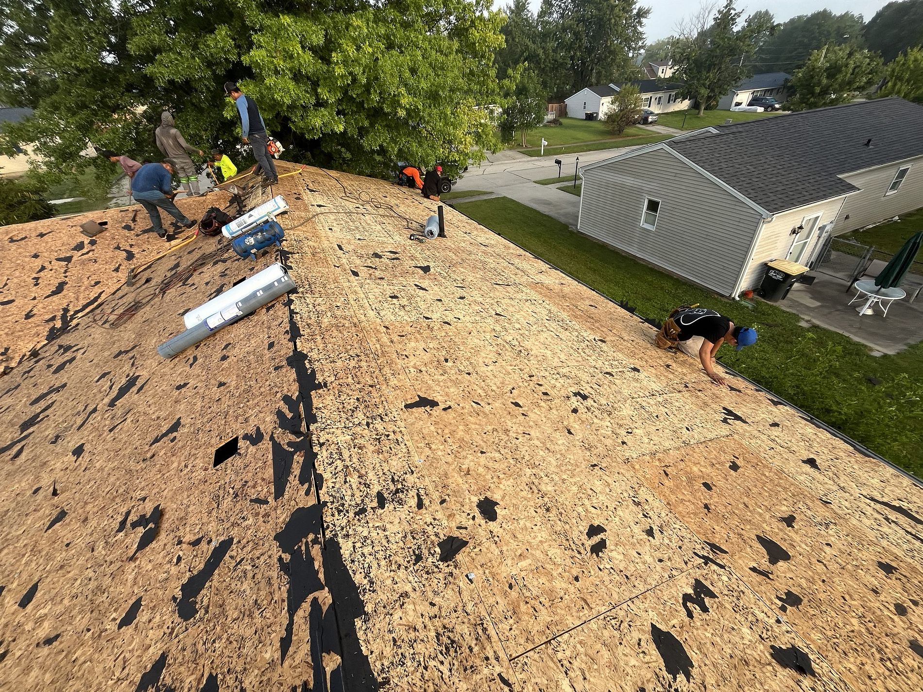 Roof getting prepared for a metal roof installation