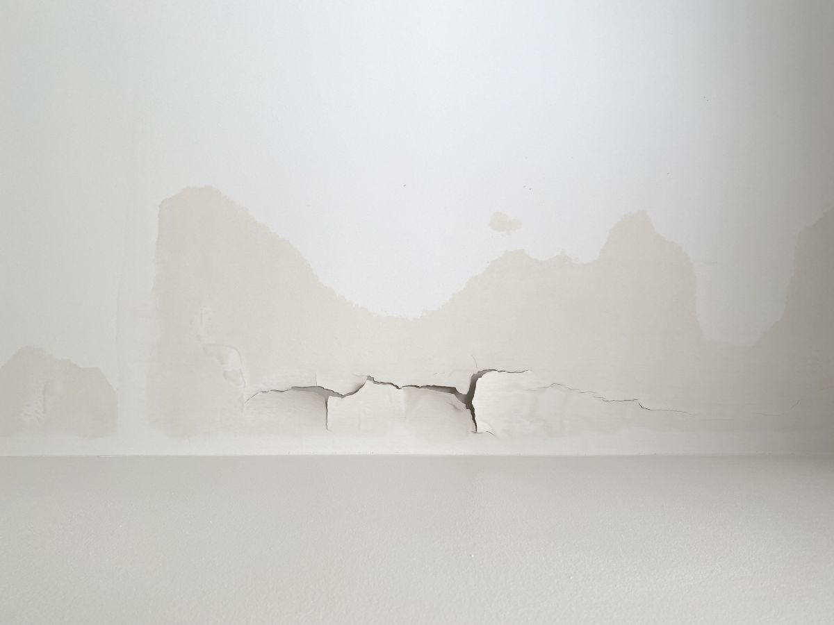 plaster of ceiling crack and break from rain leakage from roof