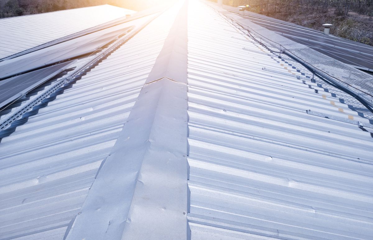 close-up of commercial metal roof