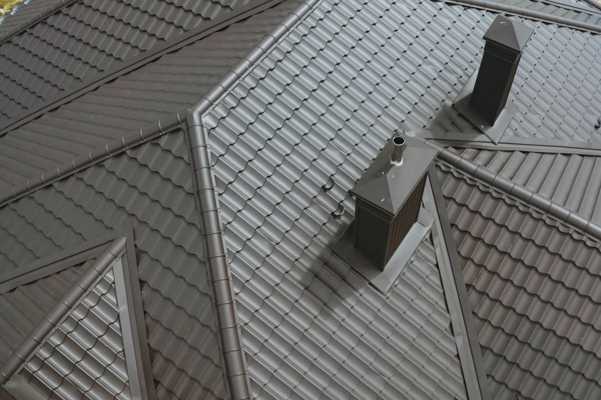 raindrops on the metal profile sheet
