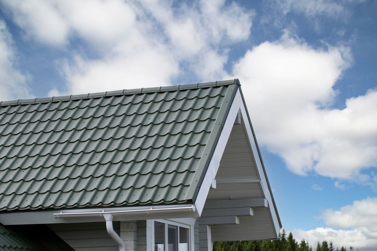 Metal tile.Roof for the house. Modern coatings for the roof of the house.

