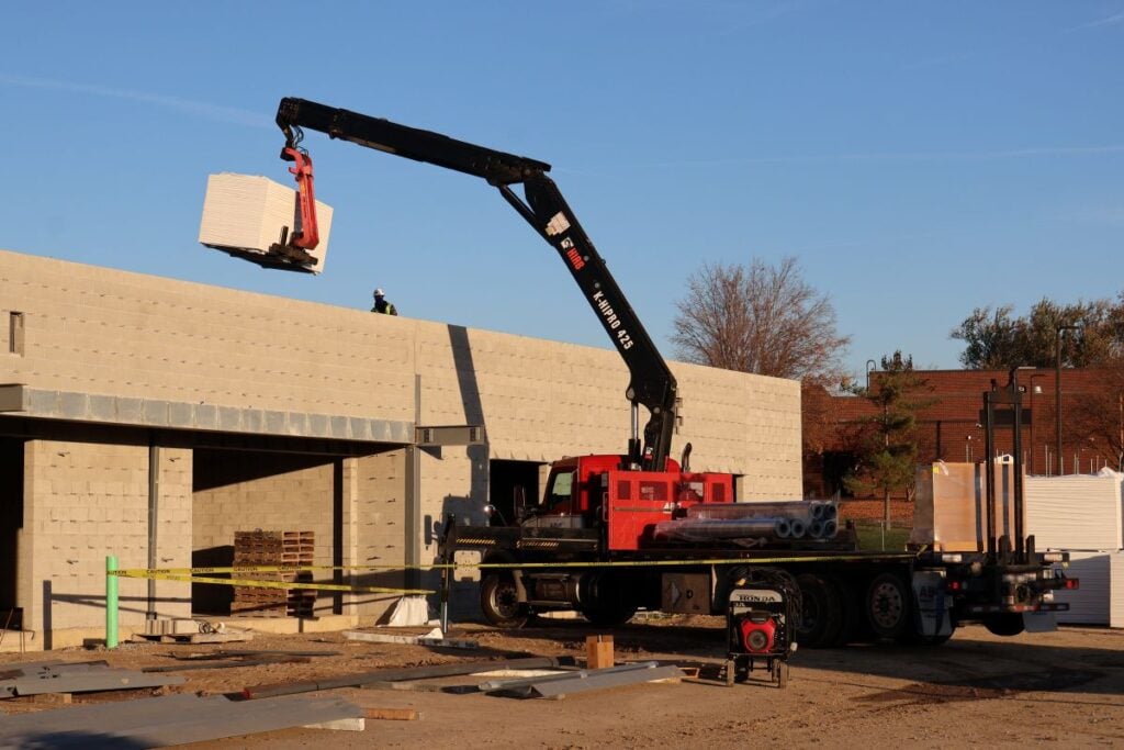 Commercial roof replacement in progress